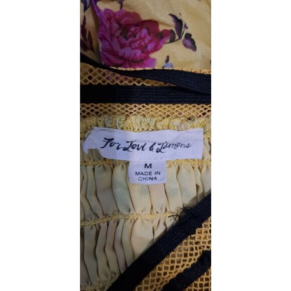 For Love & Lemons Silk Floral Odette Smocked Mini Skirt Sz M Yellow Peplum Ditsy - Picture 8 of 11